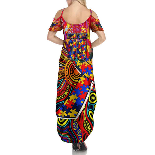 Autism Awareness Australia Adelaide Crows Summer Maxi Dress Aboriginal Indigenous Art