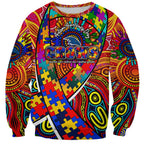 Autism Awareness Australia Adelaide Crows Sweatshirt Aboriginal Indigenous Art