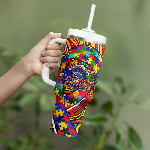 Autism Awareness Australia Adelaide Crows Tumbler With Handle Aboriginal Indigenous Art