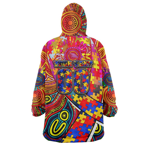Autism Awareness Australia Adelaide Crows Wearable Blanket Hoodie Aboriginal Indigenous Art