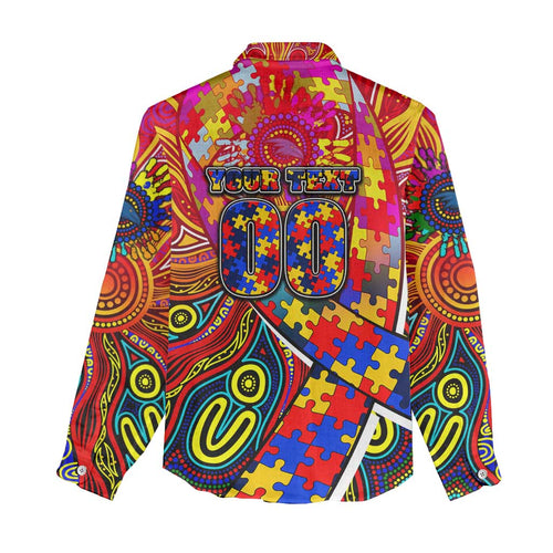 Autism Awareness Australia Adelaide Crows Women Casual Shirt Aboriginal Indigenous Art