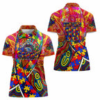 Autism Awareness Australia Adelaide Crows Women Polo Shirt Aboriginal Indigenous Art