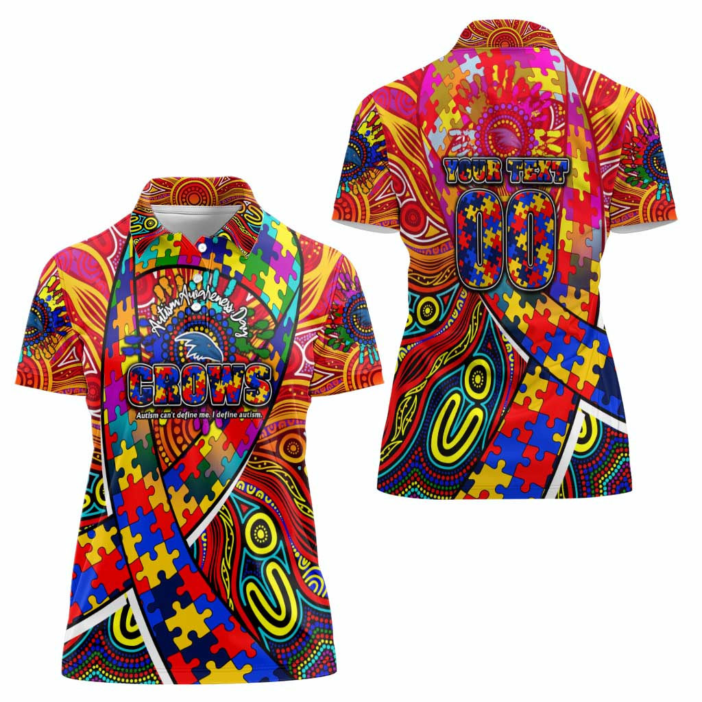 Autism Awareness Australia Adelaide Crows Women Polo Shirt Aboriginal Indigenous Art