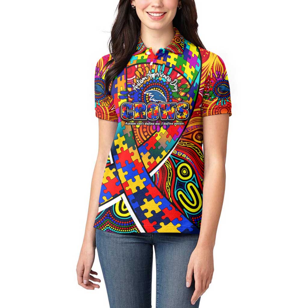 Autism Awareness Australia Adelaide Crows Women Polo Shirt Aboriginal Indigenous Art