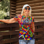 Autism Awareness Australia Adelaide Crows Women Polo Shirt Aboriginal Indigenous Art