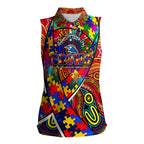 Autism Awareness Australia Adelaide Crows Women Sleeveless Polo Shirt Aboriginal Indigenous Art