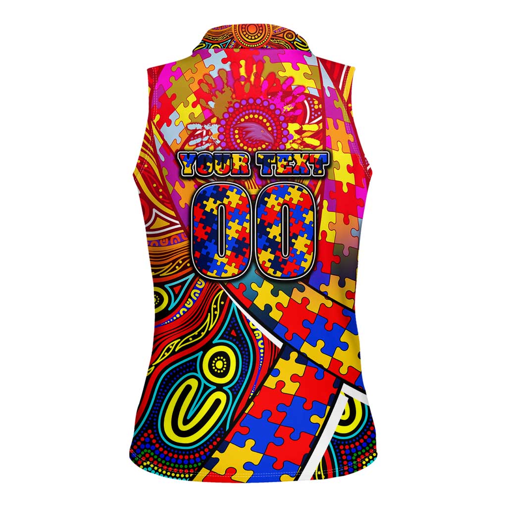 Autism Awareness Australia Adelaide Crows Women Sleeveless Polo Shirt Aboriginal Indigenous Art