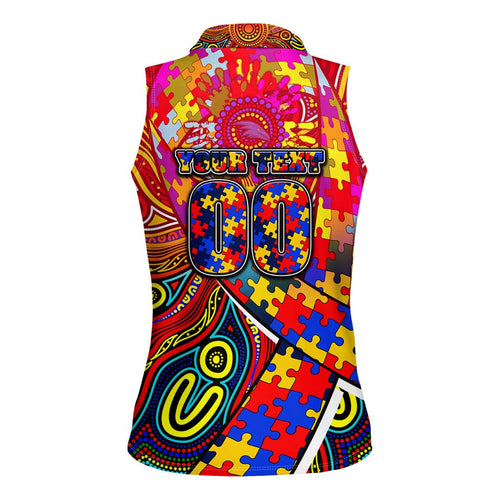 Autism Awareness Australia Adelaide Crows Women Sleeveless Polo Shirt Aboriginal Indigenous Art
