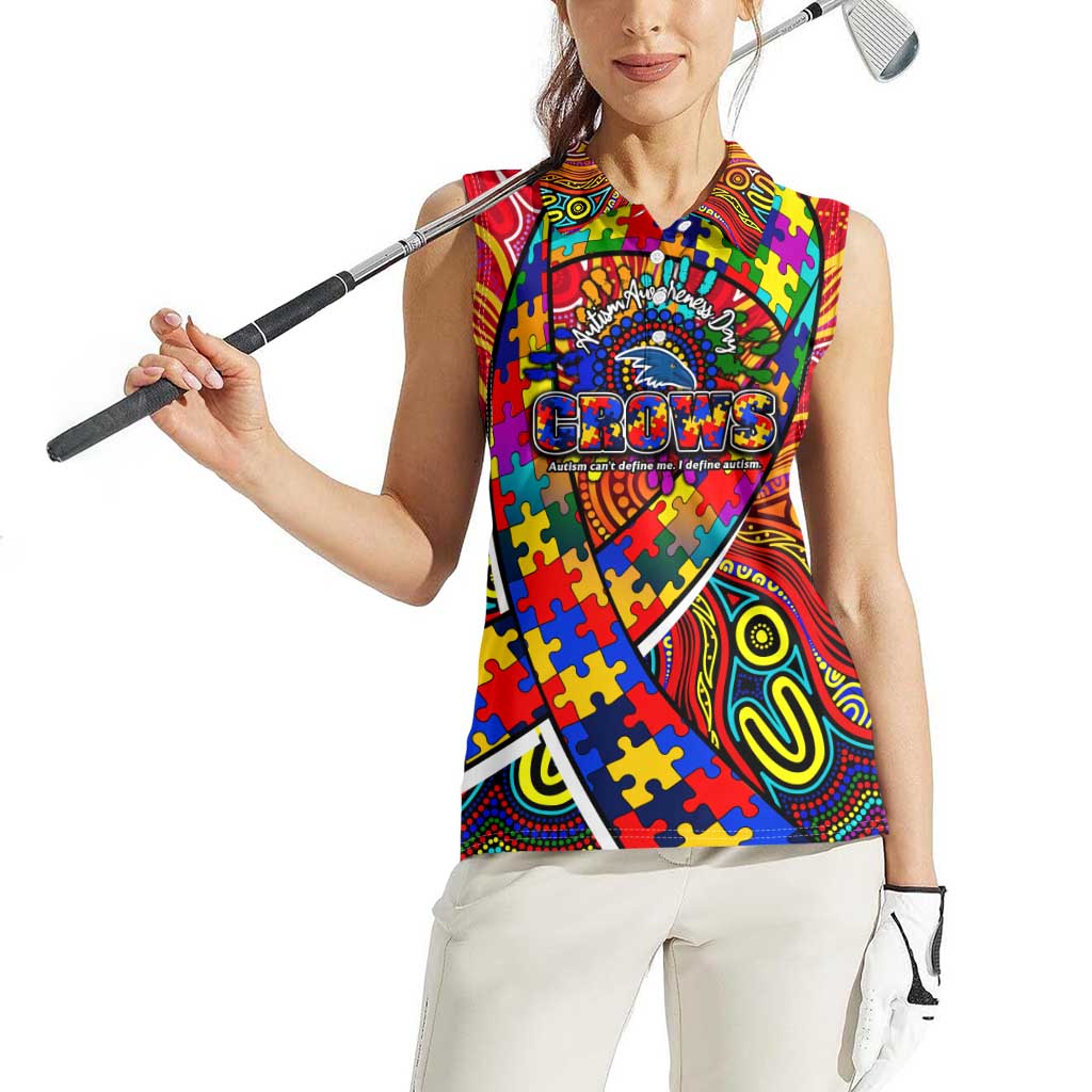 Autism Awareness Australia Adelaide Crows Women Sleeveless Polo Shirt Aboriginal Indigenous Art