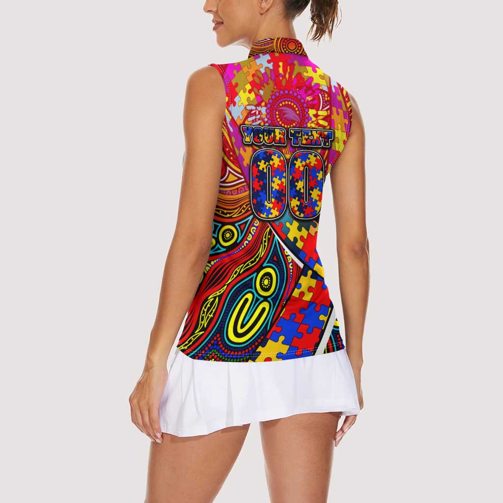 Autism Awareness Australia Adelaide Crows Women Sleeveless Polo Shirt Aboriginal Indigenous Art
