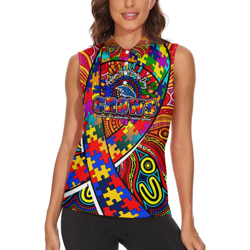 Autism Awareness Australia Adelaide Crows Women Sleeveless Polo Shirt Aboriginal Indigenous Art