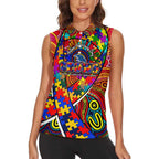 Autism Awareness Australia Adelaide Crows Women Sleeveless Polo Shirt Aboriginal Indigenous Art