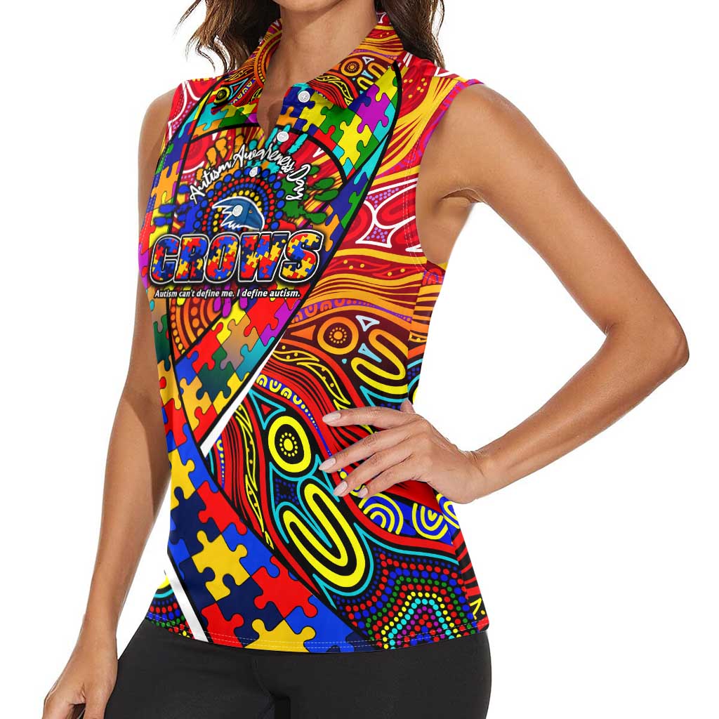Autism Awareness Australia Adelaide Crows Women Sleeveless Polo Shirt Aboriginal Indigenous Art