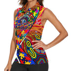 Autism Awareness Australia Adelaide Crows Women Sleeveless Polo Shirt Aboriginal Indigenous Art