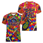 Autism Awareness Australia Adelaide Crows Women V-Neck T-Shirt Aboriginal Indigenous Art