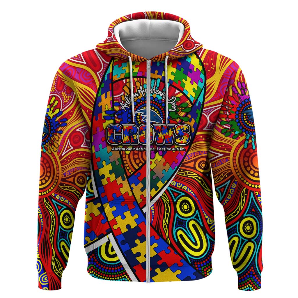 Autism Awareness Australia Adelaide Crows Zip Hoodie Aboriginal Indigenous Art