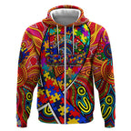 Autism Awareness Australia Adelaide Crows Zip Hoodie Aboriginal Indigenous Art