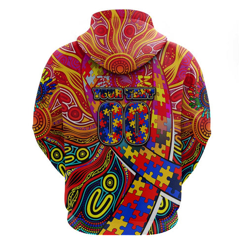 Autism Awareness Australia Adelaide Crows Zip Hoodie Aboriginal Indigenous Art