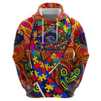 Autism Awareness Australia Adelaide Crows Zip Hoodie Aboriginal Indigenous Art