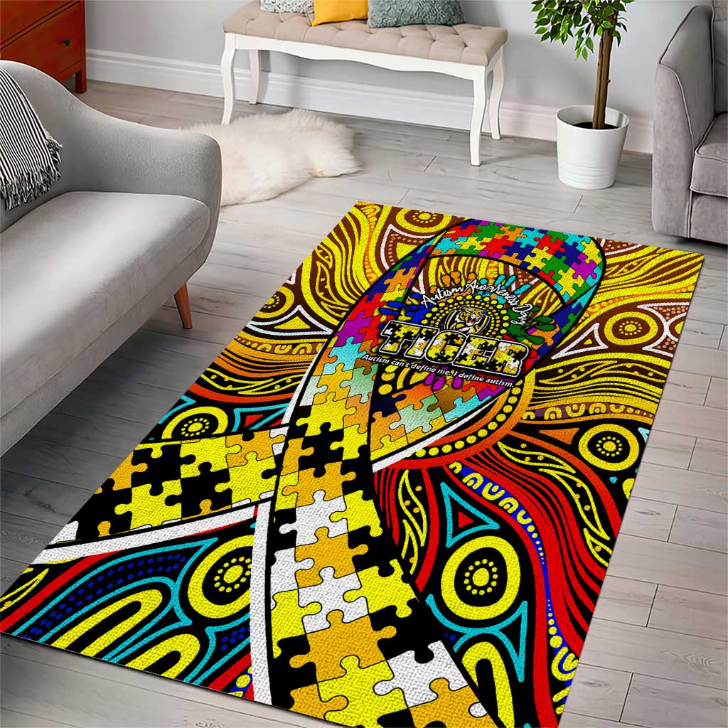 Autism Awareness Australia Richmond Tiger Area Rug Aboriginal Indigenous Art