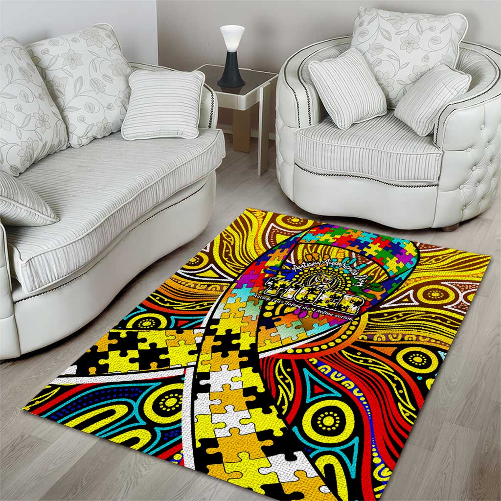 Autism Awareness Australia Richmond Tiger Area Rug Aboriginal Indigenous Art