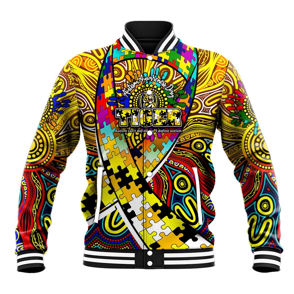 Autism Awareness Australia Richmond Tiger Baseball Jacket Aboriginal Indigenous Art