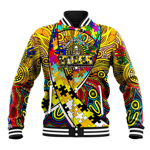 Autism Awareness Australia Richmond Tiger Baseball Jacket Aboriginal Indigenous Art