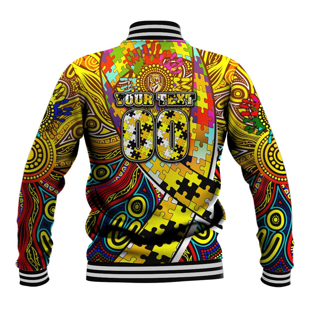 Autism Awareness Australia Richmond Tiger Baseball Jacket Aboriginal Indigenous Art