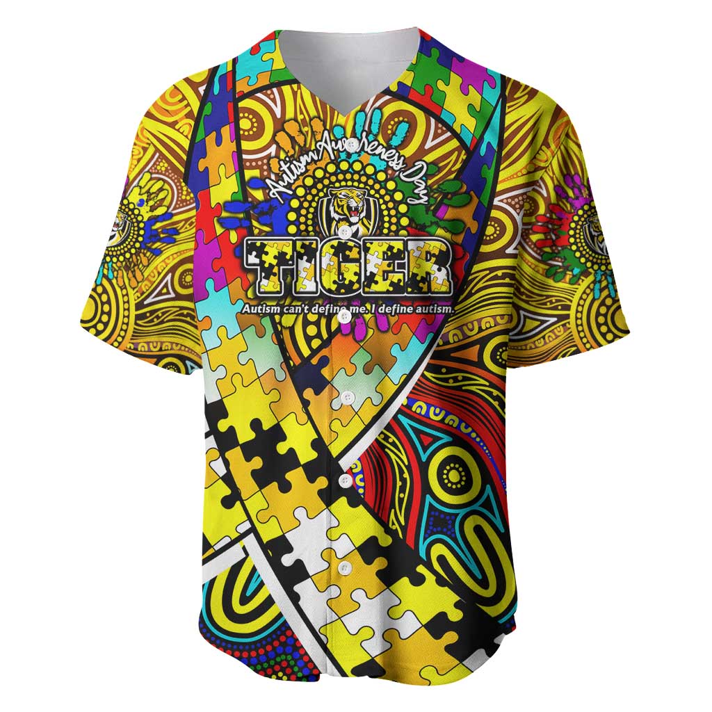 Autism Awareness Australia Richmond Tiger Baseball Jersey Aboriginal Indigenous Art