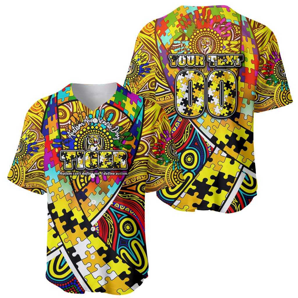 Autism Awareness Australia Richmond Tiger Baseball Jersey Aboriginal Indigenous Art