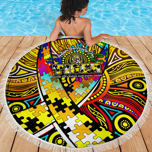 Autism Awareness Australia Richmond Tiger Beach Blanket Aboriginal Indigenous Art