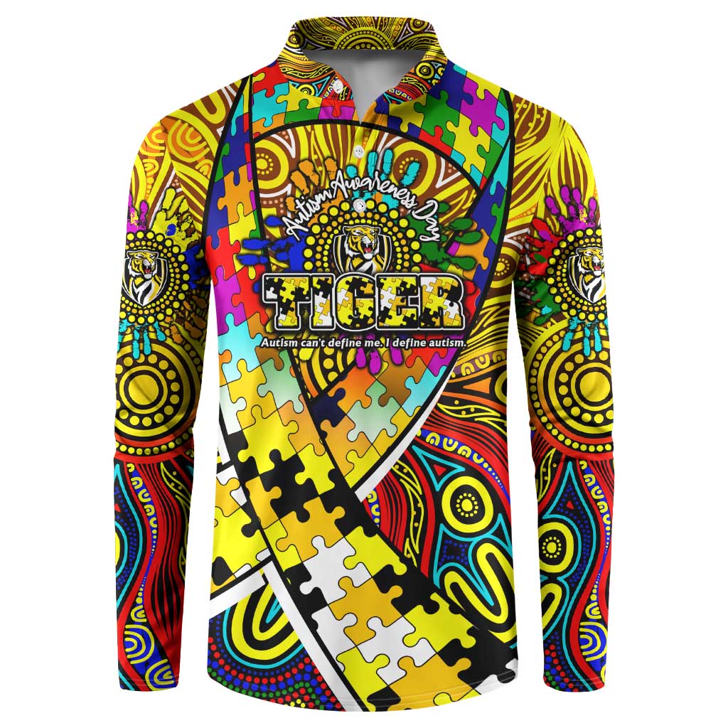 Autism Awareness Australia Richmond Tiger Button Sweatshirt Aboriginal Indigenous Art