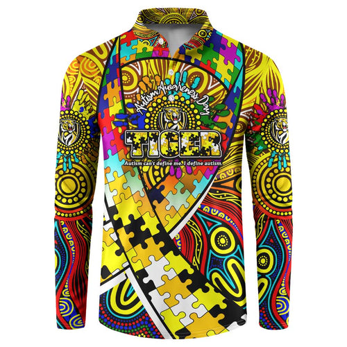 Autism Awareness Australia Richmond Tiger Button Sweatshirt Aboriginal Indigenous Art