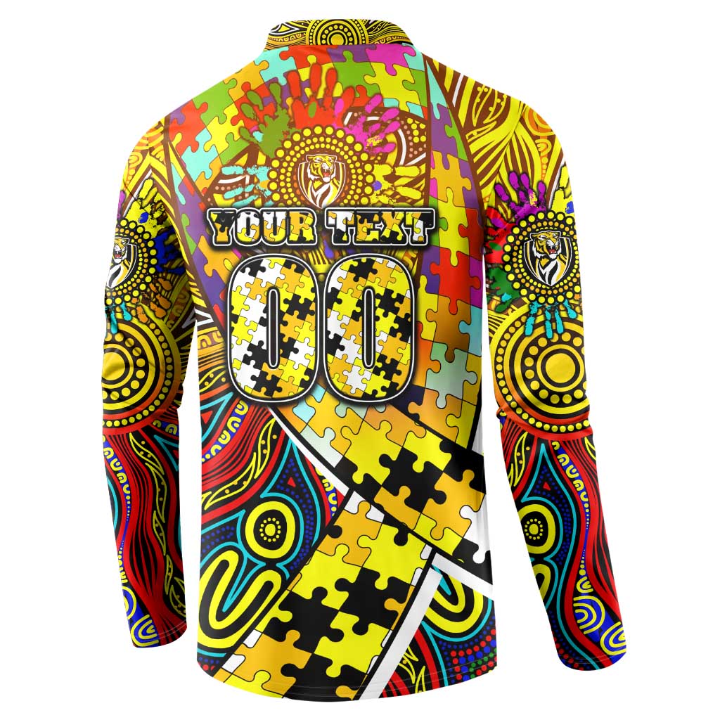 Autism Awareness Australia Richmond Tiger Button Sweatshirt Aboriginal Indigenous Art