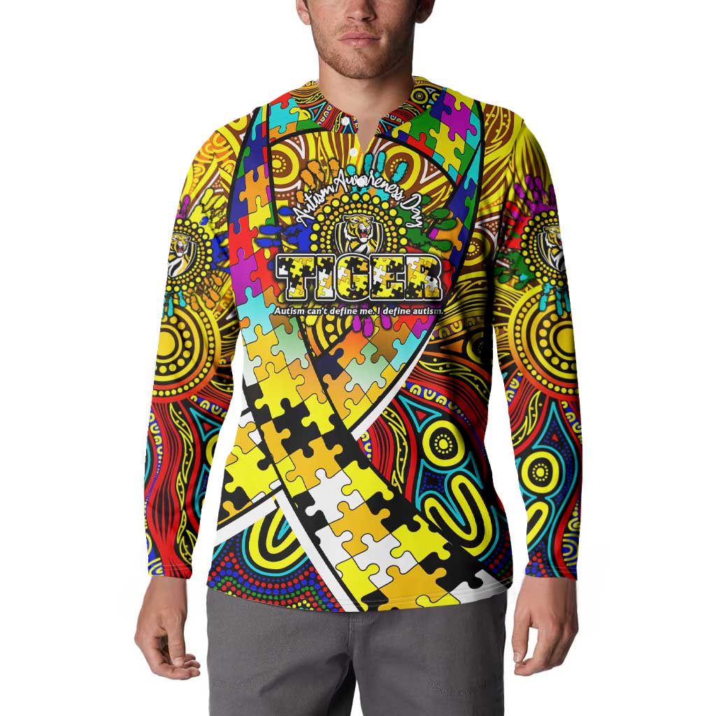 Autism Awareness Australia Richmond Tiger Button Sweatshirt Aboriginal Indigenous Art