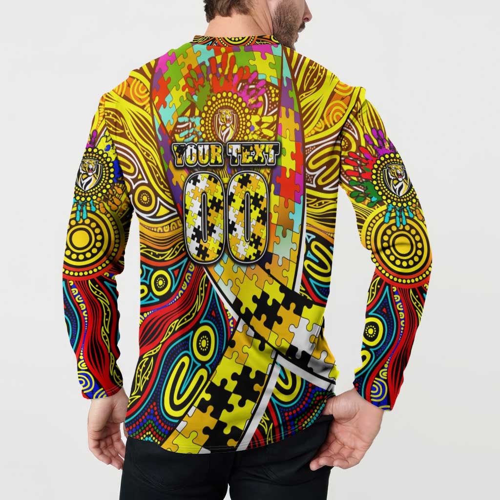 Autism Awareness Australia Richmond Tiger Button Sweatshirt Aboriginal Indigenous Art