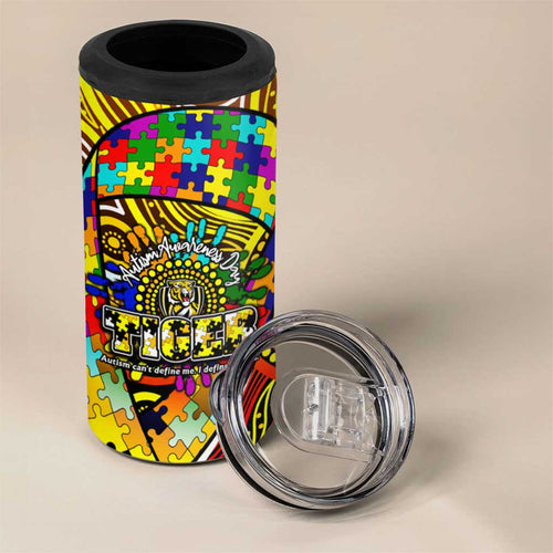 Autism Awareness Australia Richmond Tiger 4 in 1 Can Cooler Tumbler Aboriginal Indigenous Art