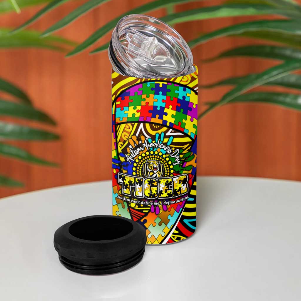 Autism Awareness Australia Richmond Tiger 4 in 1 Can Cooler Tumbler Aboriginal Indigenous Art