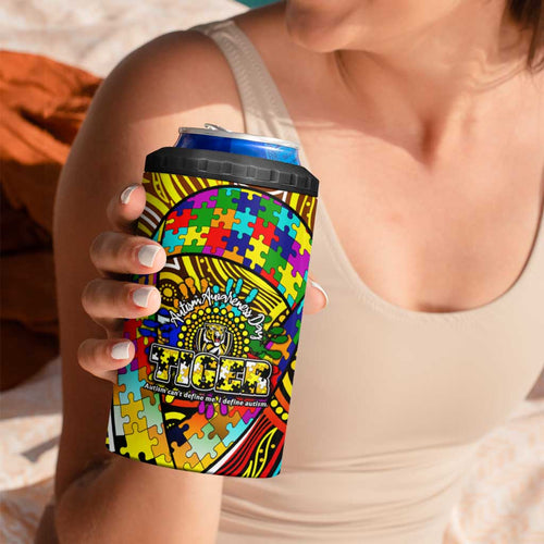 Autism Awareness Australia Richmond Tiger 4 in 1 Can Cooler Tumbler Aboriginal Indigenous Art