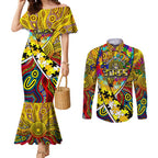 Autism Awareness Australia Richmond Tiger Couples Matching Mermaid Dress and Long Sleeve Button Shirt Aboriginal Indigenous Art