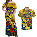 Autism Awareness Australia Richmond Tiger Couples Matching Off Shoulder Maxi Dress and Hawaiian Shirt Aboriginal Indigenous Art