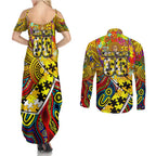 Autism Awareness Australia Richmond Tiger Couples Matching Summer Maxi Dress and Long Sleeve Button Shirt Aboriginal Indigenous Art