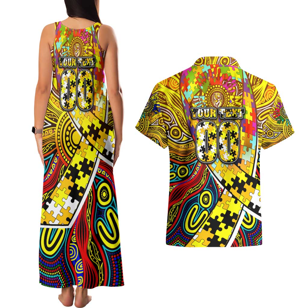 Autism Awareness Australia Richmond Tiger Couples Matching Tank Maxi Dress and Hawaiian Shirt Aboriginal Indigenous Art