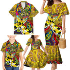 Autism Awareness Australia Richmond Tiger Family Matching Mermaid Dress and Hawaiian Shirt Aboriginal Indigenous Art