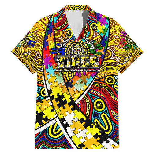 Autism Awareness Australia Richmond Tiger Family Matching Mermaid Dress and Hawaiian Shirt Aboriginal Indigenous Art