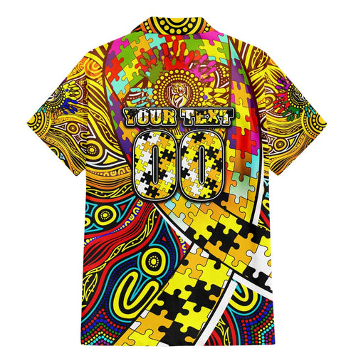 Autism Awareness Australia Richmond Tiger Family Matching Mermaid Dress and Hawaiian Shirt Aboriginal Indigenous Art