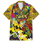 Autism Awareness Australia Richmond Tiger Family Matching Off The Shoulder Long Sleeve Dress and Hawaiian Shirt Aboriginal Indigenous Art