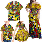 Autism Awareness Australia Richmond Tiger Family Matching Off Shoulder Maxi Dress and Hawaiian Shirt Aboriginal Indigenous Art