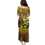 Autism Awareness Australia Richmond Tiger Family Matching Puletasi and Hawaiian Shirt Aboriginal Indigenous Art
