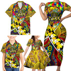 Autism Awareness Australia Richmond Tiger Family Matching Short Sleeve Bodycon Dress and Hawaiian Shirt Aboriginal Indigenous Art